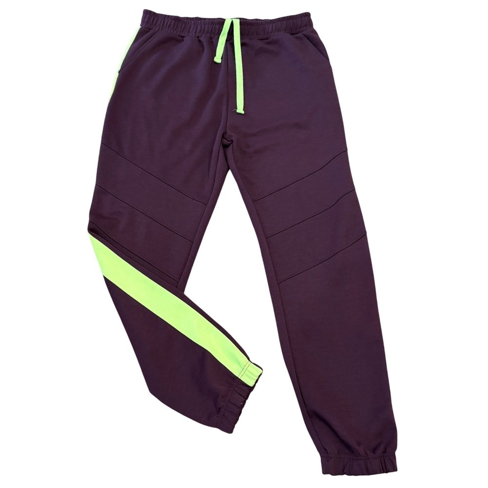 M. Society Joggers Mens 3XL Purple Lime Green Stripe Politically Incorrect Pants